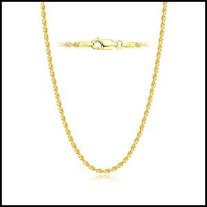 14K Gold Rope Chain Necklace Dainty Minimal Classic Elegant Unisex Sizes